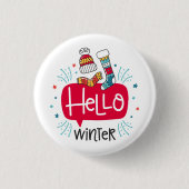 chapa redonda navideña hello winter 缶バッジ (正面)