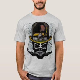 chapeau hipster moustache_tete_de_mort_crane tシャツ