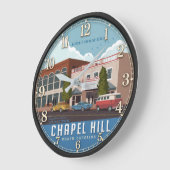 Chapel Hill North Carolina Historic Travel Poster ラージ壁時計 (傾斜)