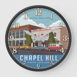Chapel Hill North Carolina Historic Travel Poster ラージ壁時計