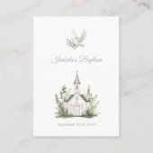Chapel Paptism White Dove, Green Prayer Card 名刺 (正面)