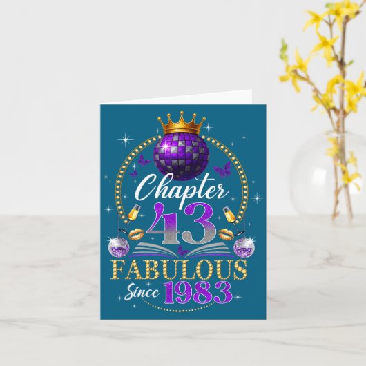 Chapter 43 Since 1983 Purple Disco Ball 43rd Birth カード (黄色い花)