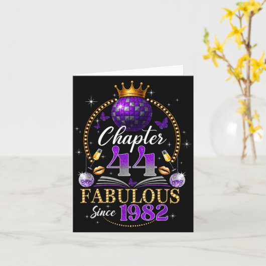 Chapter 44 Since 1982 Purple Disco Ball 44th Birth カード (黄色い花)