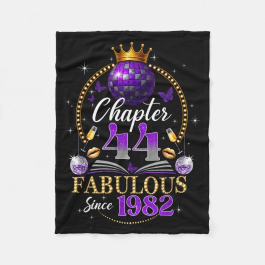 Chapter 44 Since 1982 Purple Disco Ball 44th Birth フリースブランケット (正面)