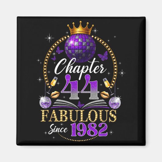 Chapter 44 Since 1982 Purple Disco Ball 44th Birth マグネット (正面)