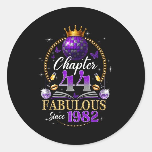 Chapter 44 Since 1982 Purple Disco Ball 44th Birth ラウンドシール (正面)