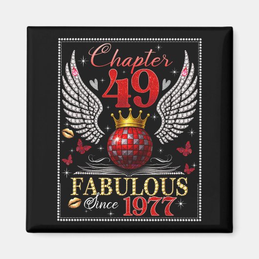 Chapter 49 Fabulous Est. 1977 Disco Ball 49th Birt マグネット (正面)