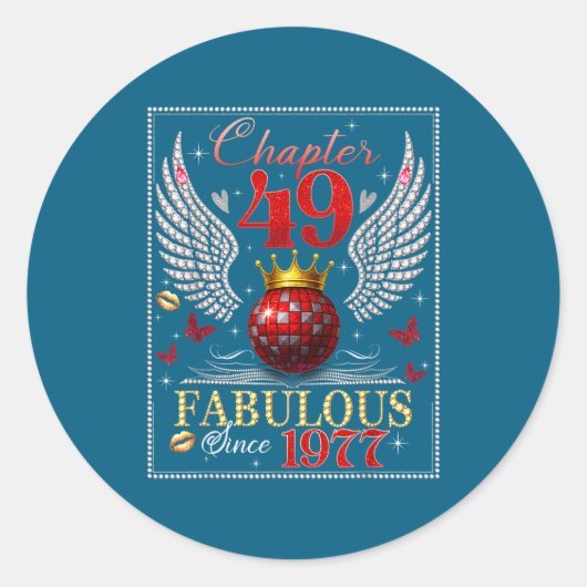 Chapter 49 Fabulous Est. 1977 Disco Ball 49th Birt ラウンドシール (正面)