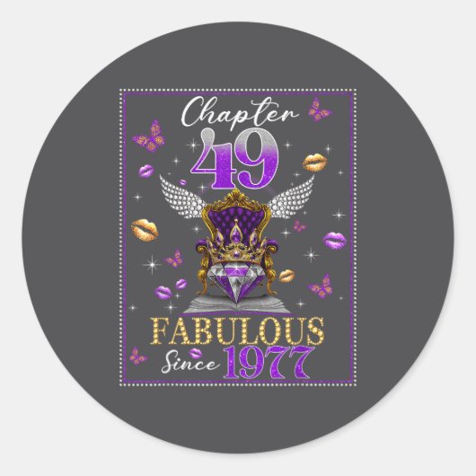 Chapter 49 Fabulous Since 1977 49th Birthday Women ラウンドシール (正面)