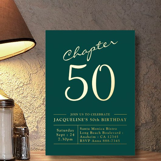 Chapter 50 グリーンゴールドの50歳の誕生日招待状 箔招待状