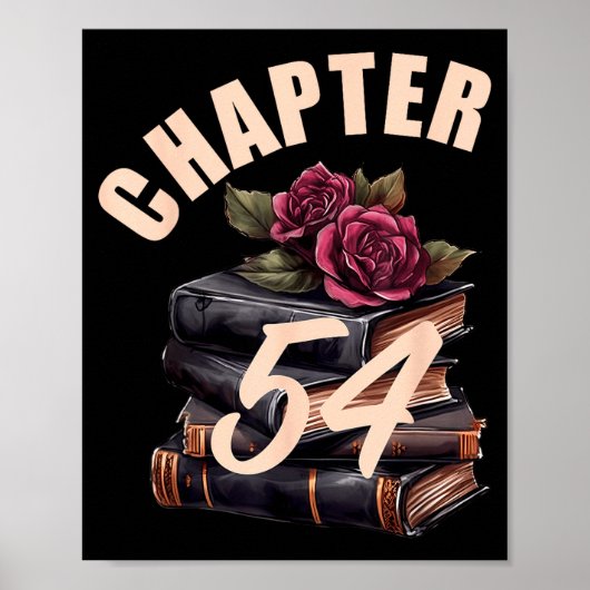 Chapter 54 54歳の誕生日 おめでとう 女性 本好きのためのデザイン ポスター (正面)