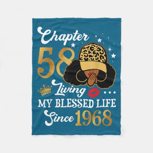 Chapter 58 Living My Blessed Life Since 1968 Afro  フリースブランケット (正面)