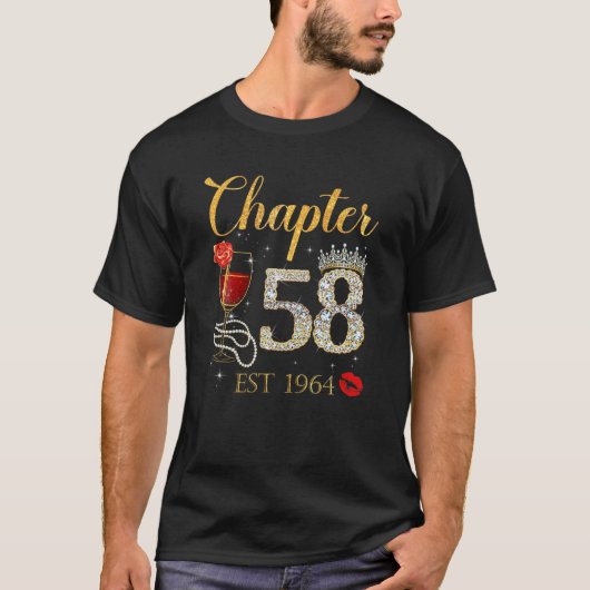 Chapter 58 Years EST 1964 58Th Birthday Red Rose W Tシャツ (正面)