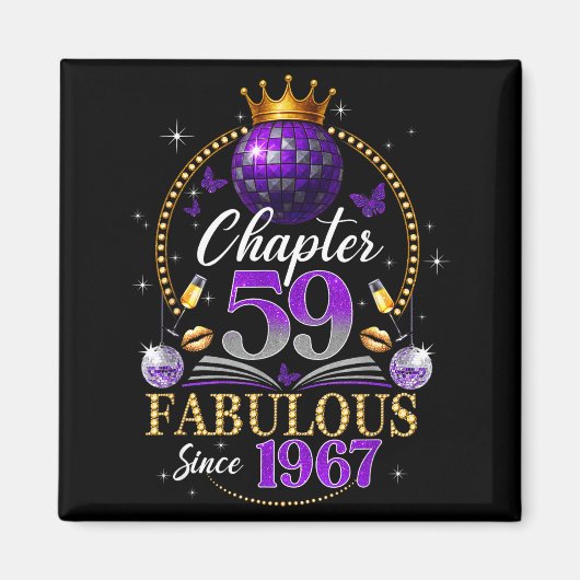 Chapter 59 Since 1967 Purple Disco Ball 59th Birth マグネット (正面)