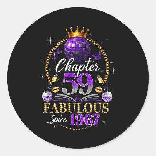 Chapter 59 Since 1967 Purple Disco Ball 59th Birth ラウンドシール (正面)