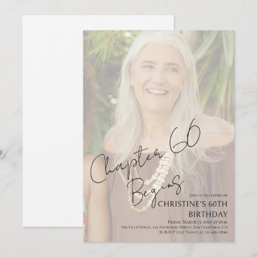 Chapter 60 Custom Sixtieth Birthday Photo  招待状 (正面/裏面)