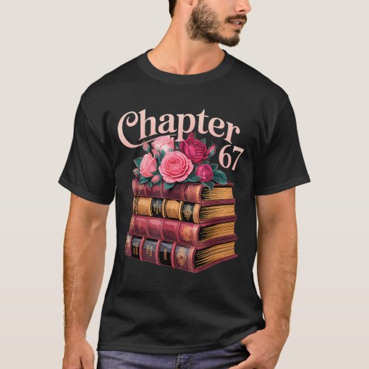 Chapter 67 Floral Book Stack Design  Tシャツ (正面)