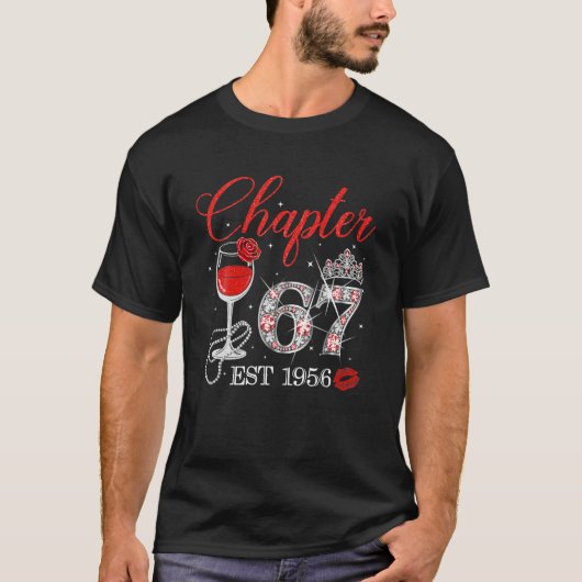Chapter 67 Years EST 1956 67th誕生日レッドローズW Tシャツ (正面)