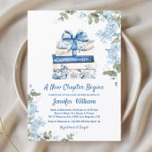 chapter begins, blue bow books floral baby shower  招待状
