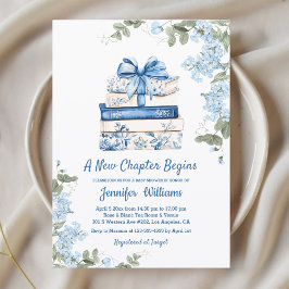 chapter begins, blue bow books floral baby shower  招待状