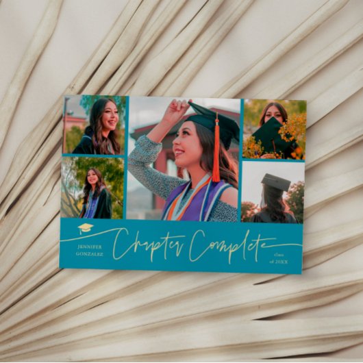 Chapter Complete Aqua Blue Grad Multi Photo 案内状