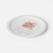 Chapter Four Pink Bow Books 4th Birthday Party ペーパープレート (アングル)