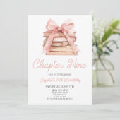Chapter Nine Pink Bow Books 9th Birthday Party 招待状 (スタンド正面)