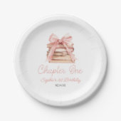 Chapter One ピンクのリボンの本 1歳の誕生日パーティー ペーパープレート (正面)