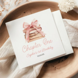 Chapter One ピンク リボン ブック 1歳の誕生日パーティー スタンダードカクテルナプキン