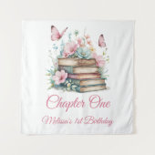Chapter One 1st Girl Book First Birthday Backdrop タペストリー (正面)