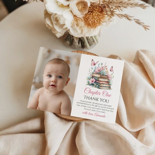 Chapter One 1st Girl Book Theme First Birthday サンキューカード
