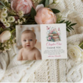 Chapter One 1st Girl Book Theme First Birthday サンキューカード