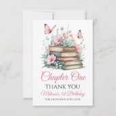 Chapter One 1st Girl Book Theme First Birthday サンキューカード (正面)