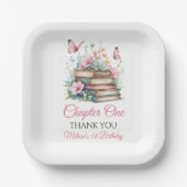 Chapter One 1st Girl Book Theme First Birthday ペーパープレート (正面)