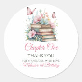 Chapter One 1st Girl Book Theme First Birthday ラウンドシール (正面)