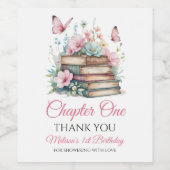 Chapter One 1st Girl Book Theme First Birthday ワインラベル (シングルラベル)