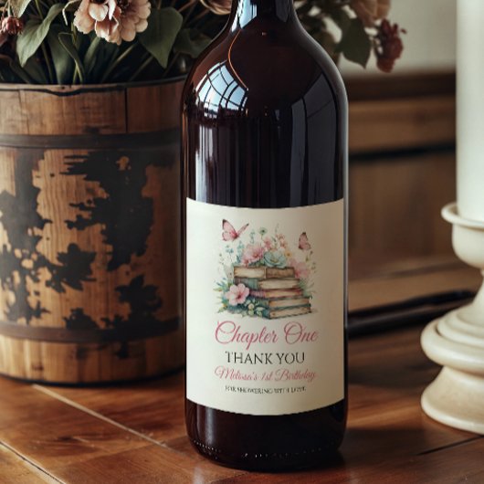 Chapter One 1st Girl Book Theme First Birthday ワインラベル