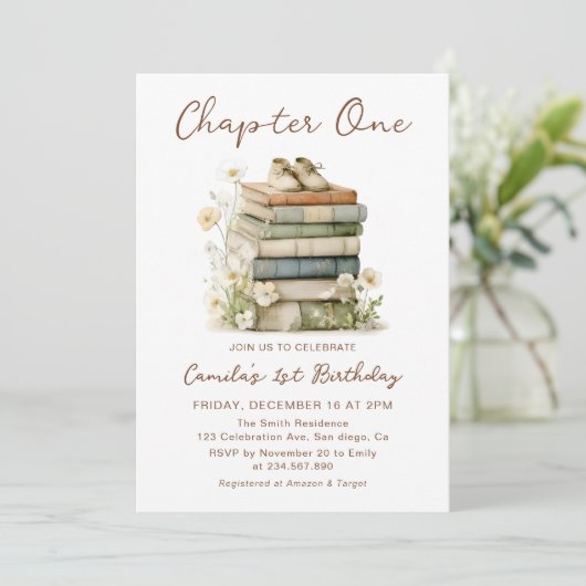 Chapter One Floral Books 1st Birthday Invitation 招待状 (スタンド正面)