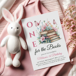 Chapter One For The Books Pink Girl First Birthday 招待状