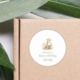 Chapter One Giraffe with Book  1st Birthday Party  ラウンドシール