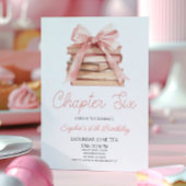 Chapter Six Pink Bow Storybook 6th Birthday Party 招待状