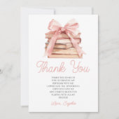 Chapter Storybook Pink Bow Books Birthday Party サンキューカード (正面)