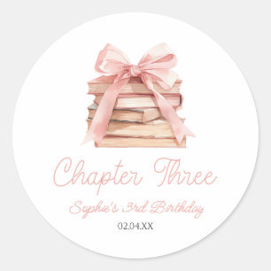 Chapter Three ピンクのリボンの本 3歳の誕生日パーティー ラウンドシール