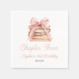 Chapter Three Pink Bow Books 3rd Birthday Party スタンダードカクテルナプキン