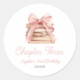 Chapter Three Pink Bow Books 3rd Birthday Party ラウンドシール