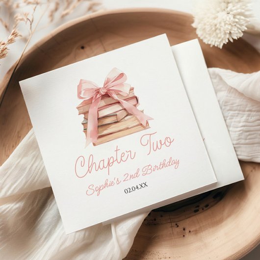 Chapter Two ピンクのリボンの本 2歳の誕生日パーティー スタンダードカクテルナプキン