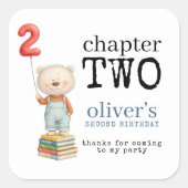 Chapter Two Bear Books Boy 2nd Birthday Thanks スクエアシール (正面)
