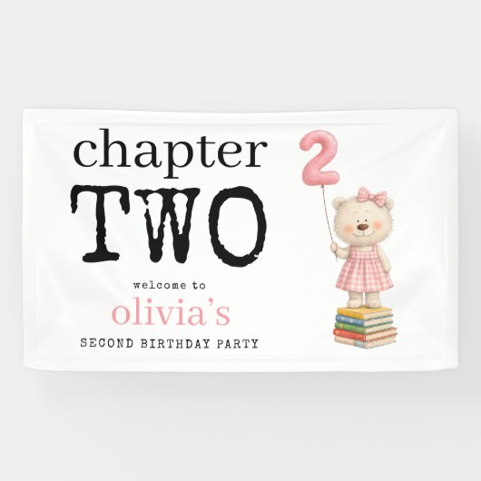 Chapter Two Bear Books Girl Welcome 2nd Birthday 横断幕 (横)