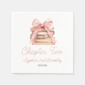 Chapter Two Pink Bow Books 2nd Birthday Party スタンダードカクテルナプキン (正面)