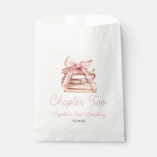 Chapter Two Pink Bow Books 2nd Birthday Party フェイバーバッグ (正面)